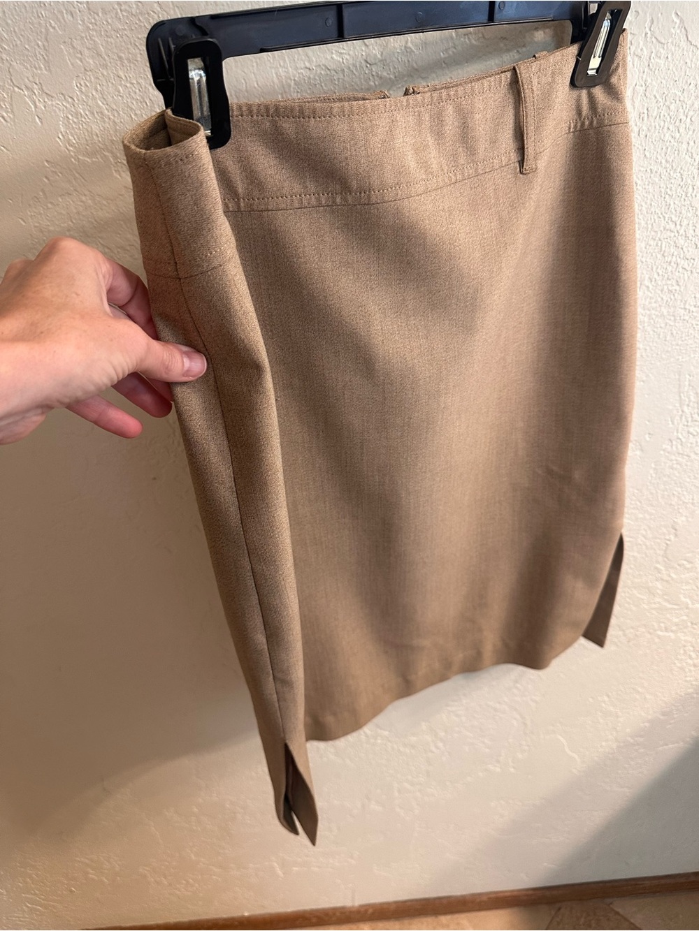 BCBGMaxAzria Tan Pencil Skirt with Front Slits